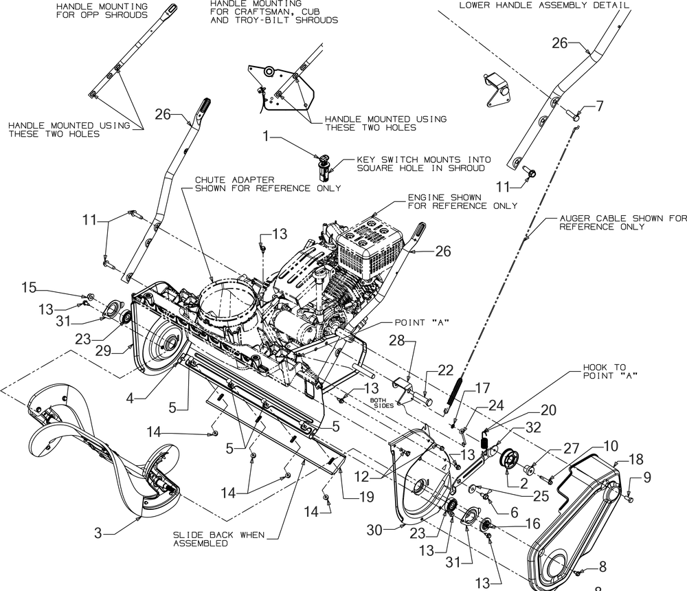 Frame Diagram and Parts List for 1X21-INCHLHP (31PM2T6C710)(2019) Cub Cadet Snow Blower